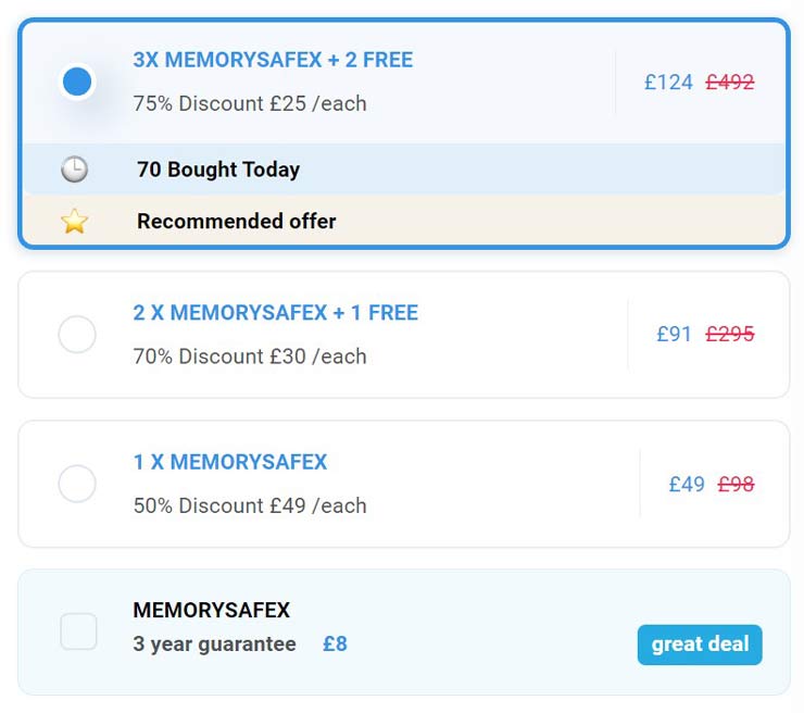 MemorySafeX price