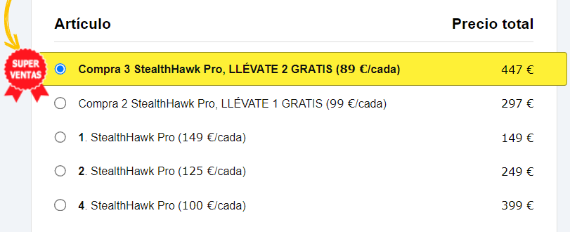 stealth hawk pro precio