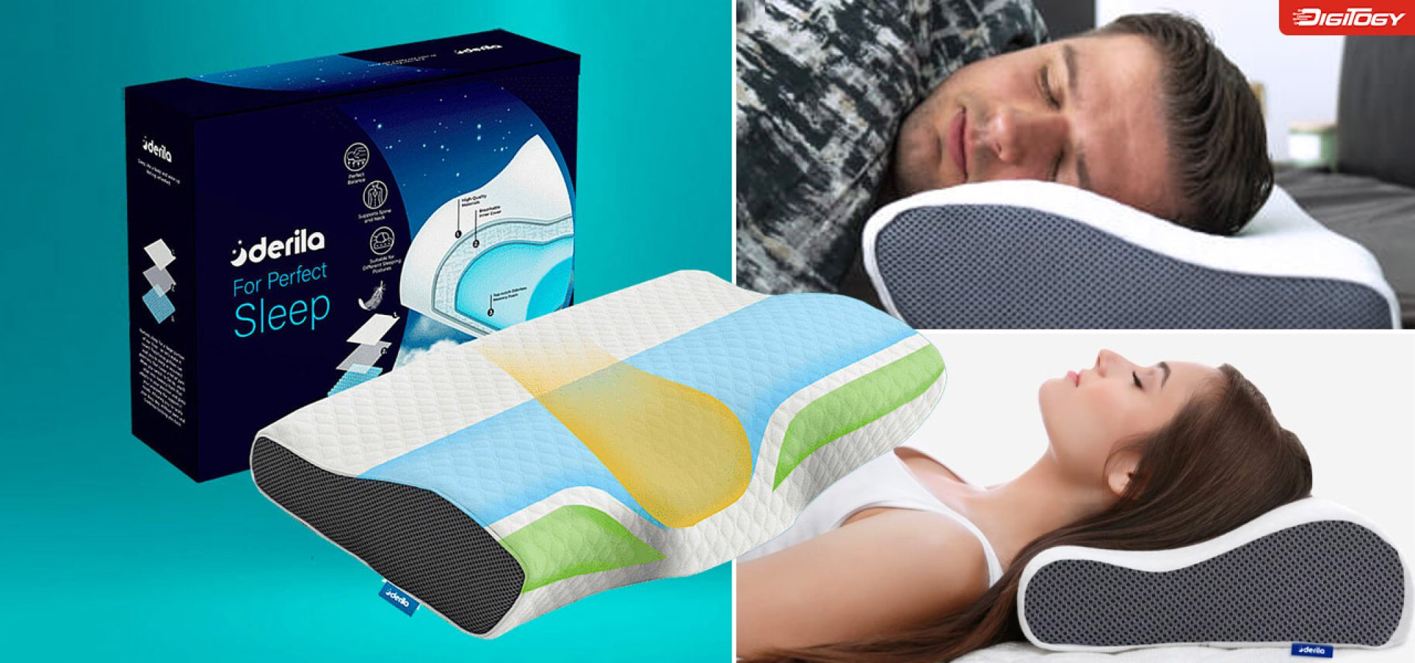Oreiller Ergonomique Mémoire De Forme - Pour Dormeurs Sur Le Côté, Dos Ou Ventre, Double Hauteur 10/13 Cm