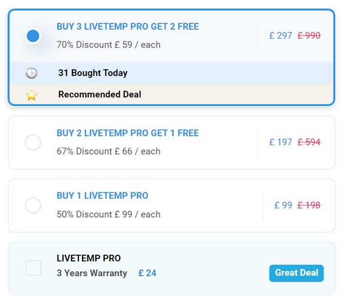 LiveTemp Pro Price